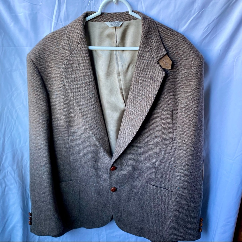 Vtg Stewart County Camel Hair Suede Elbow Patches Western Jacket Brown Mens 46R
